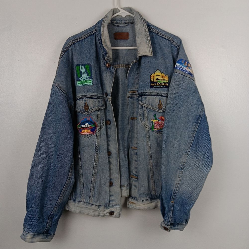 ASOS Australia Patches  Oversized Grunge Denim Jacket Size M Unisex